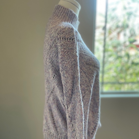 Line The Label Cotton Blend Uma Open Knit Marled Purple Pointelle Sweater Sz S - Picture 4 of 14